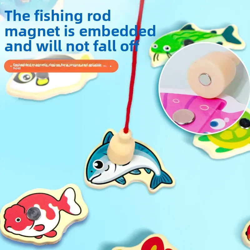 Sollora Wooden Magnetic Fishing Game for Kids