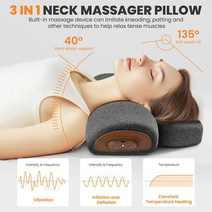Sollora Adjustable Heating Massage Neck Pillow with Memory Foam