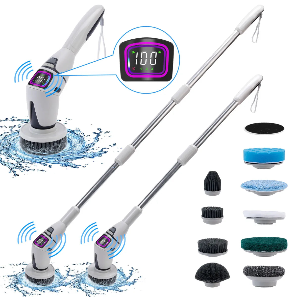 Sollora Multifunctional Wireless Electric Cleaning Brush with Voice Prompt