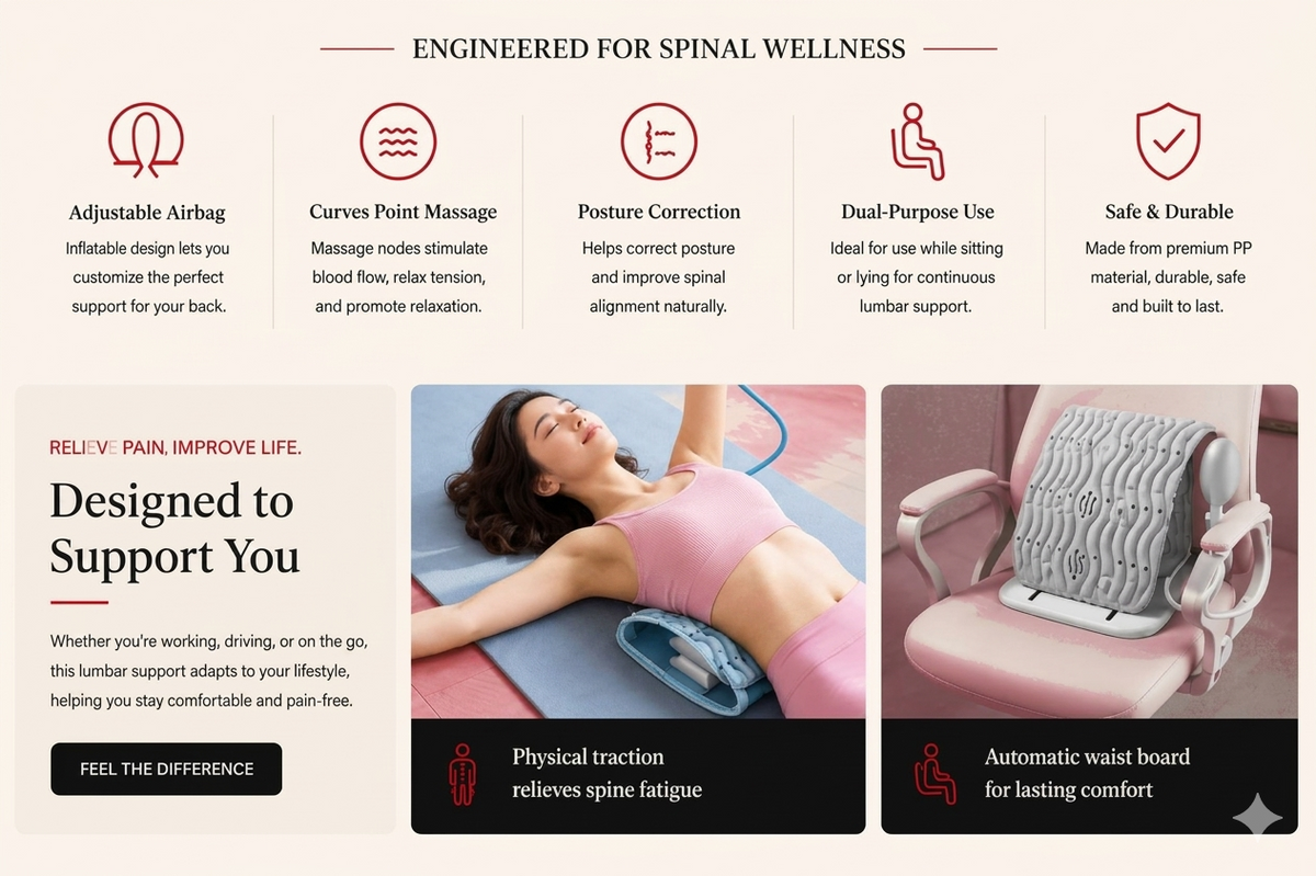 Sollora Inflatable Lumbar Reliever, Adjustable Air Bag Waist Support Plate to Relieve Lumbar Disc and Waist Stretching Artifact Wholesale 02.png