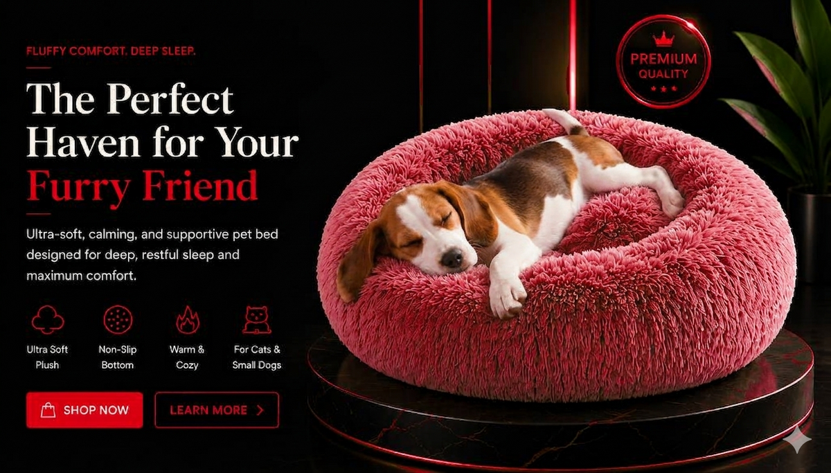 Sollora Round Fluffy Plush Pet Bed 02.png