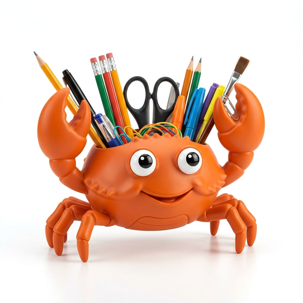 Orange Crab Desk Organizer Box
